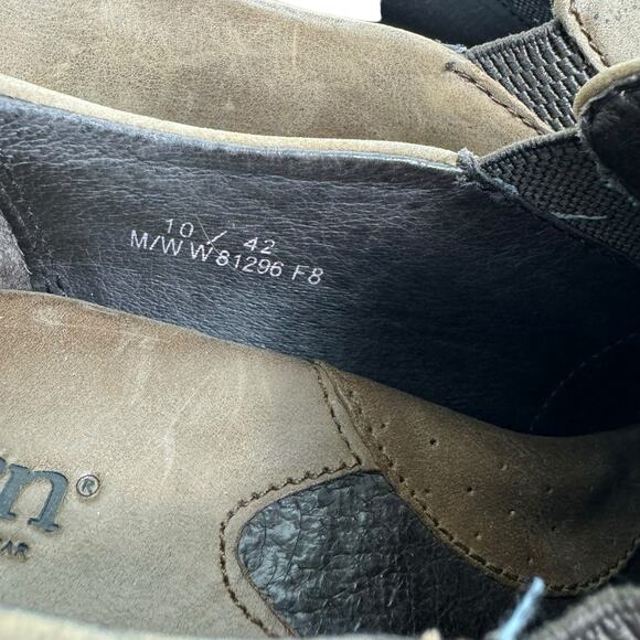 Born Gertrude Distressed Brown Leather Pull On Block Heel Booties Women's Sz 10 - Picture 11 of 12